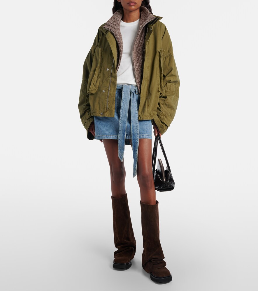 The Attico Leather-trimmed cotton jacket