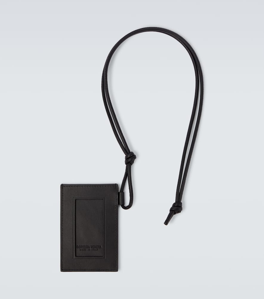 Bottega Veneta Intrecciato Leather Luggage Tag In Black