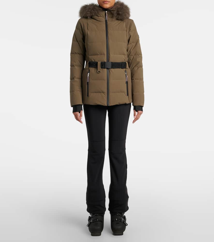 Yves Salomon Doudoune 64cm Belted Down Jacket In Brown