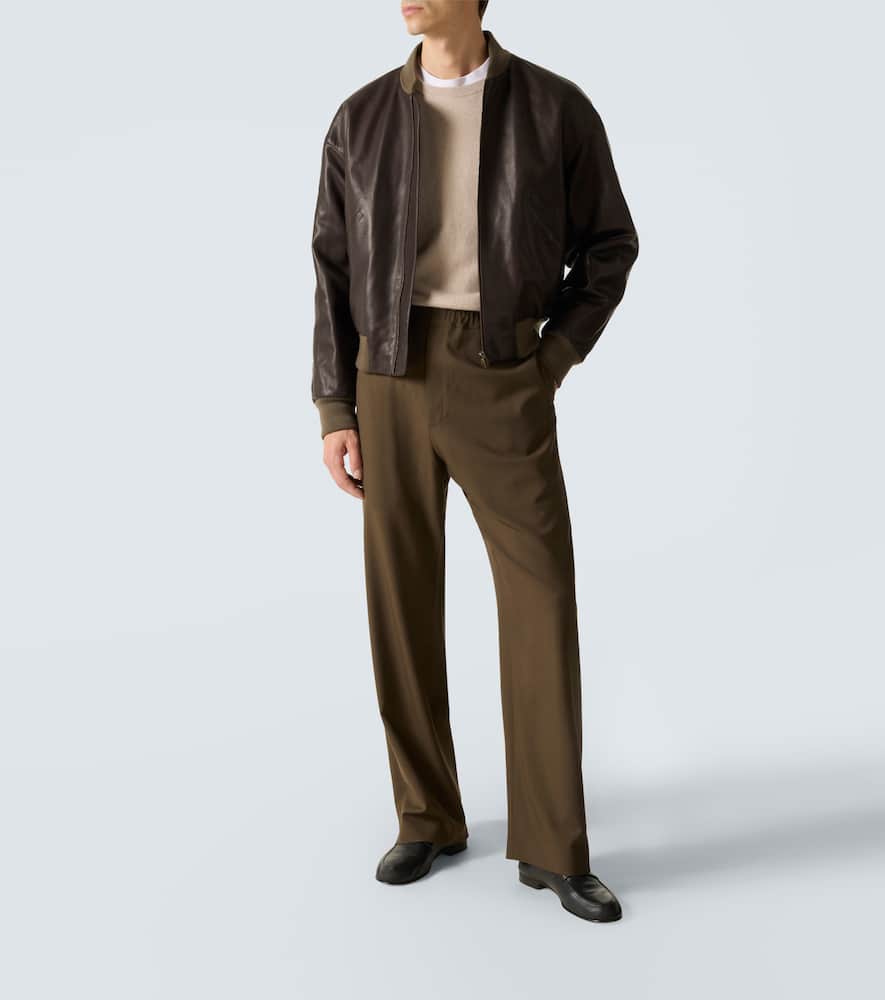 The Row Ari Wool Wide-leg Pants In Green