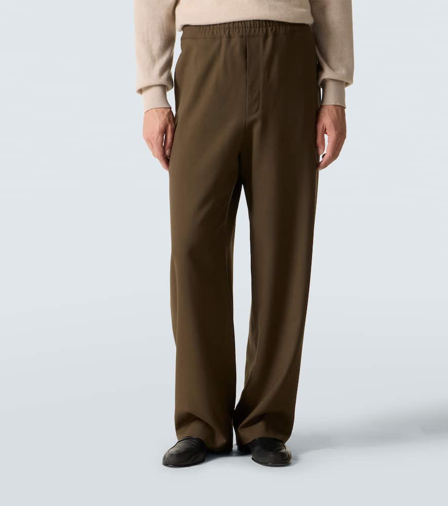 The Row Ari Wool Wide-leg Pants In Green