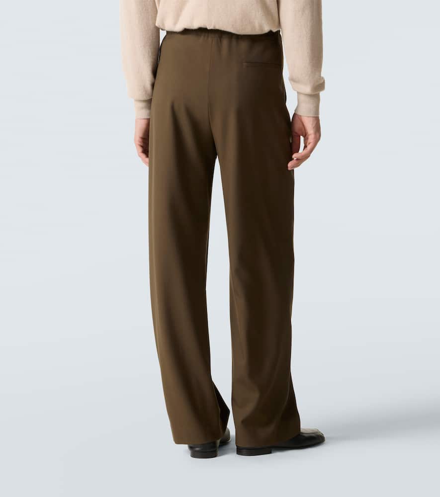 The Row Ari Wool Wide-leg Pants In Green