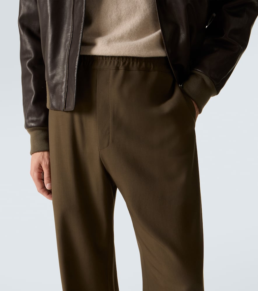 The Row Ari Wool Wide-leg Pants In Green