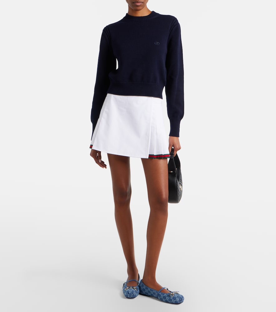  Gucci Gucci Web Stripe Cotton Poplin Miniskirt 