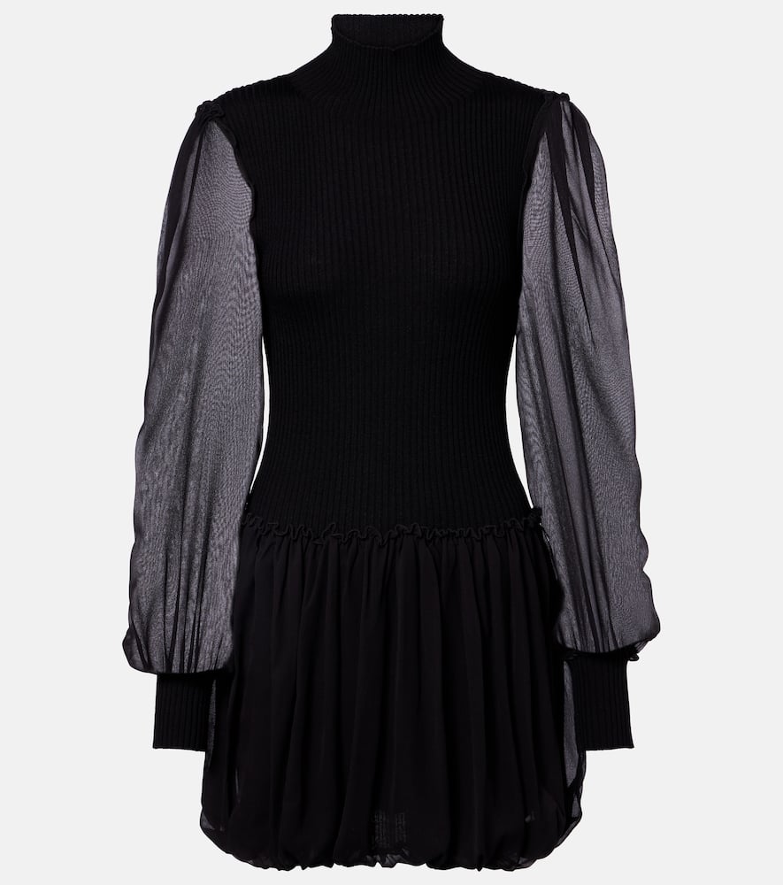 Frame Ribbed-knit Wool And Silk Minidress In Multi