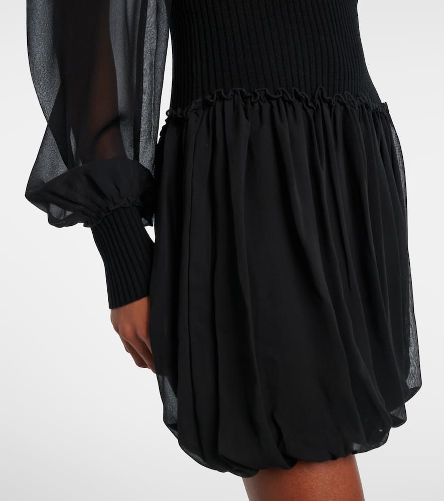 Frame Ribbed-knit Wool And Silk Minidress In Multi