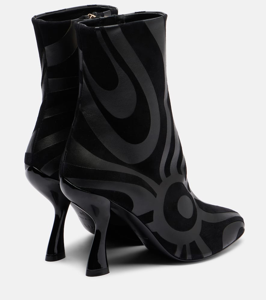 Pucci Marmo Suede And Leather Ankle Boots In Black