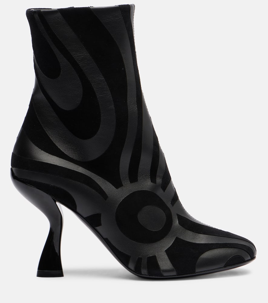 Pucci Marmo Suede And Leather Ankle Boots In Black