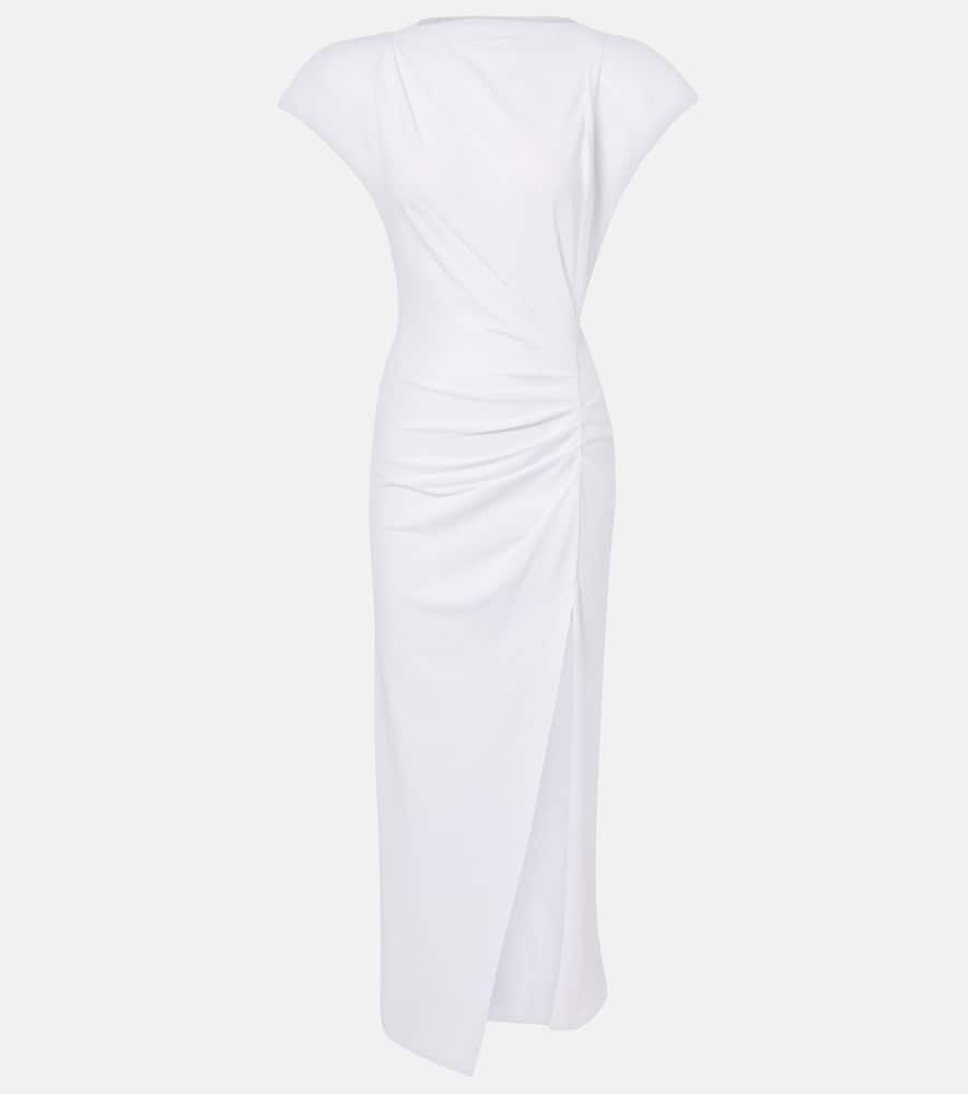 Isabel Marant Nadela Gathered Cotton Jersey Maxi Dress In White