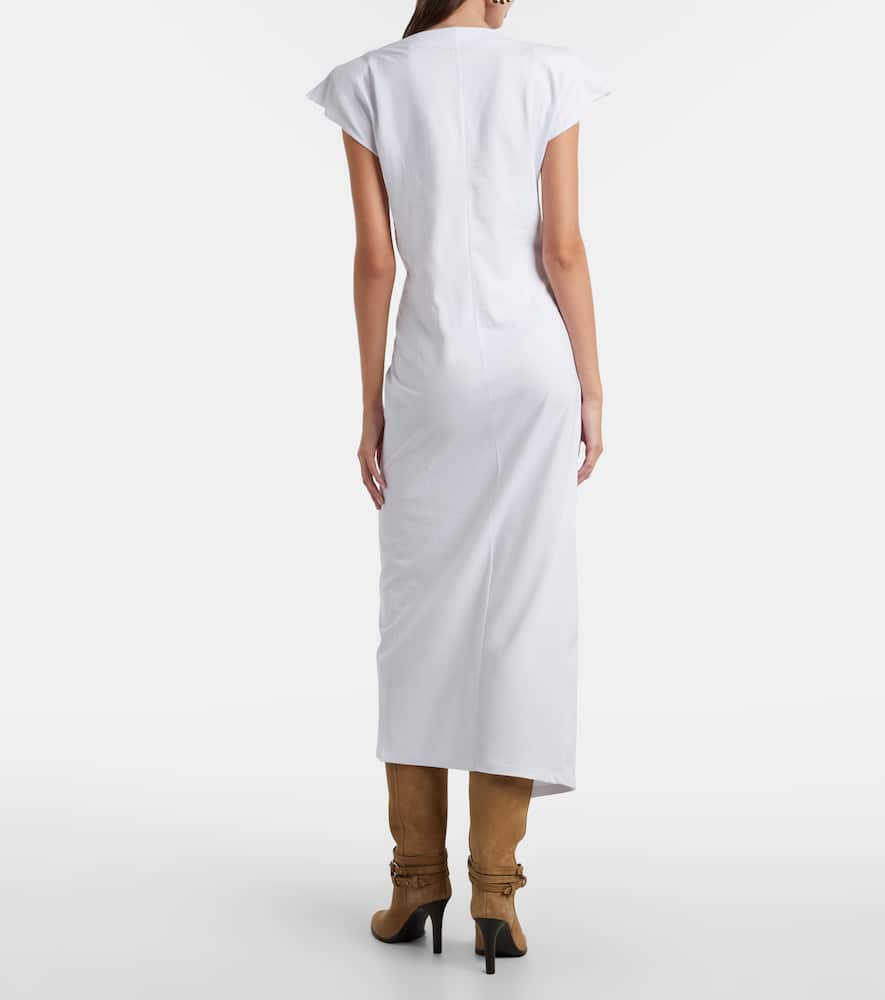 Isabel Marant Nadela Gathered Cotton Jersey Maxi Dress In White