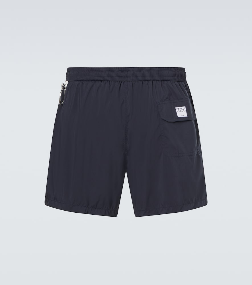 Fedeli Drawstring Elasticated Swim Shorts In Blue
