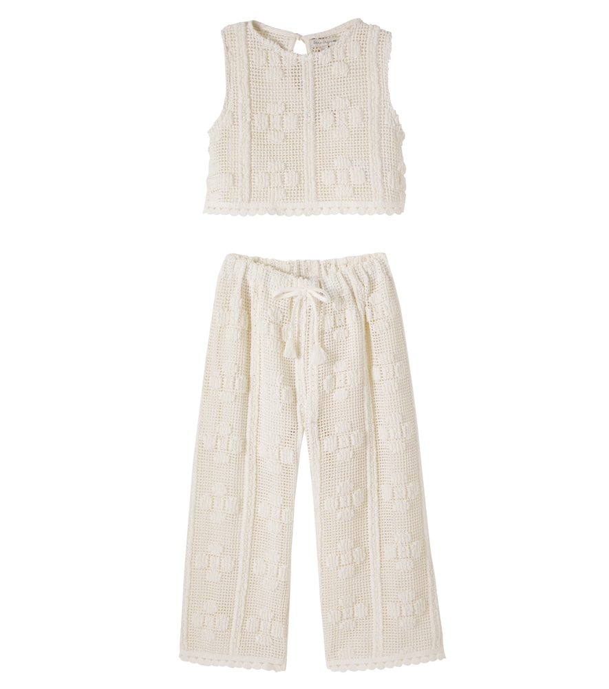 Bebe Organic White Inez Crochet Cotton-Blend Top And Pants Set Y Size 10 - Mytheresa