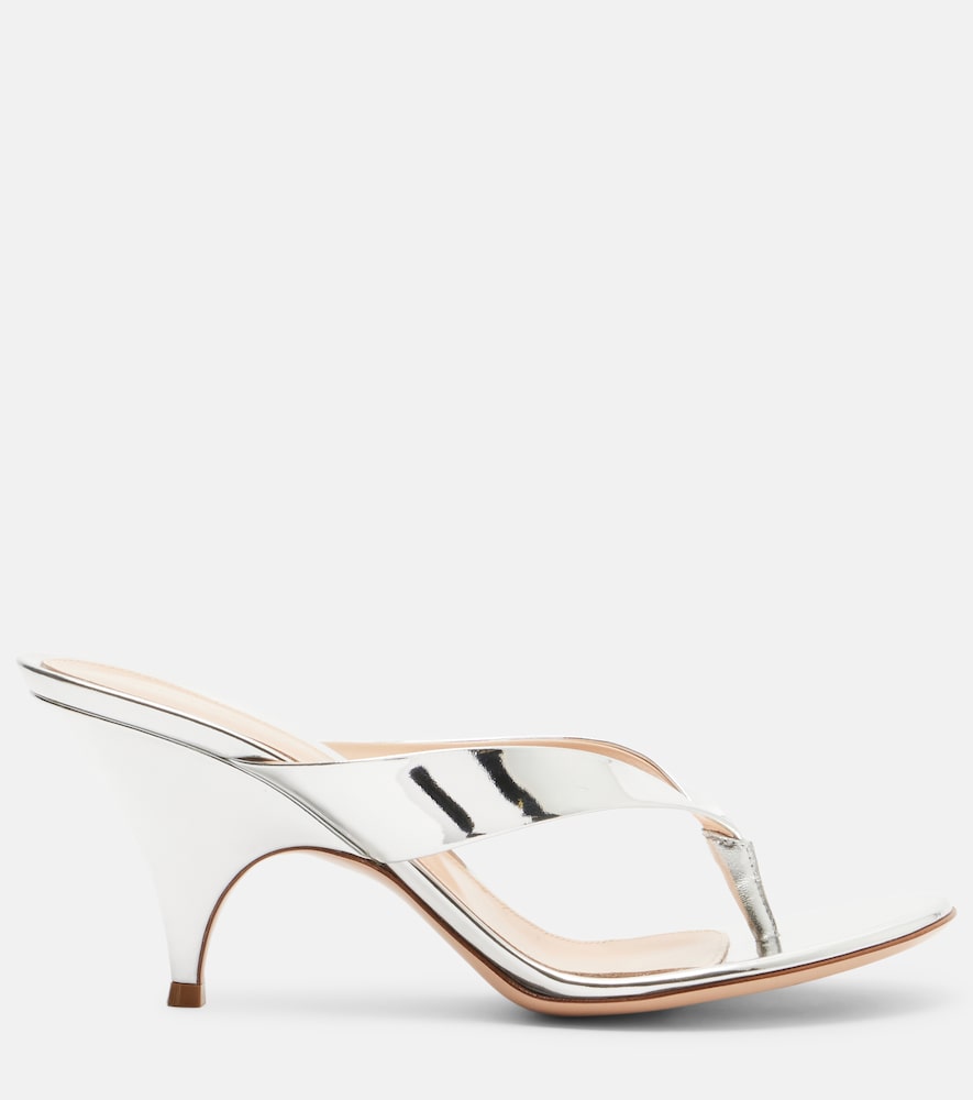  Gianvito Rossi Gianvito Rossi Sofia Mirrored Leather Thong Sandals 