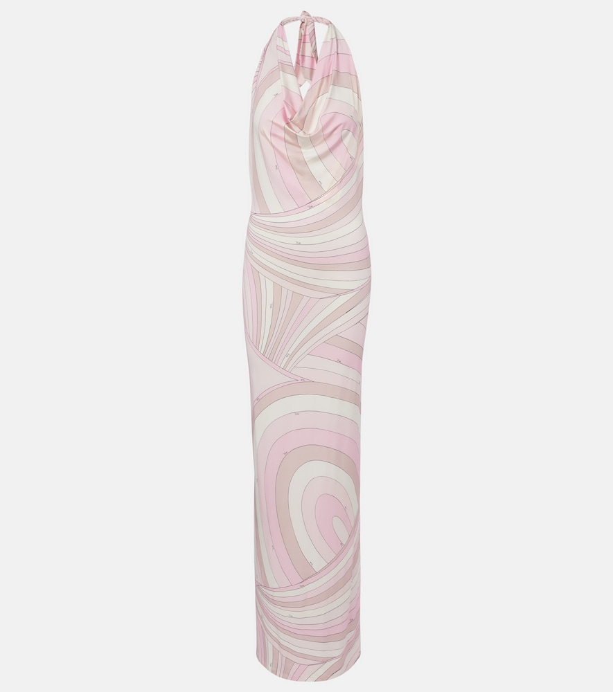 Pucci Iride halterneck satin jersey maxi dress