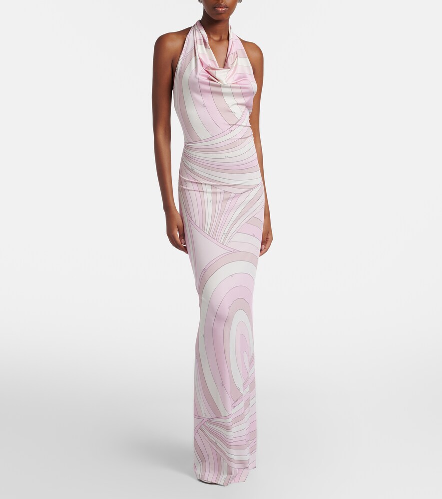Pucci Iride halterneck satin jersey maxi dress