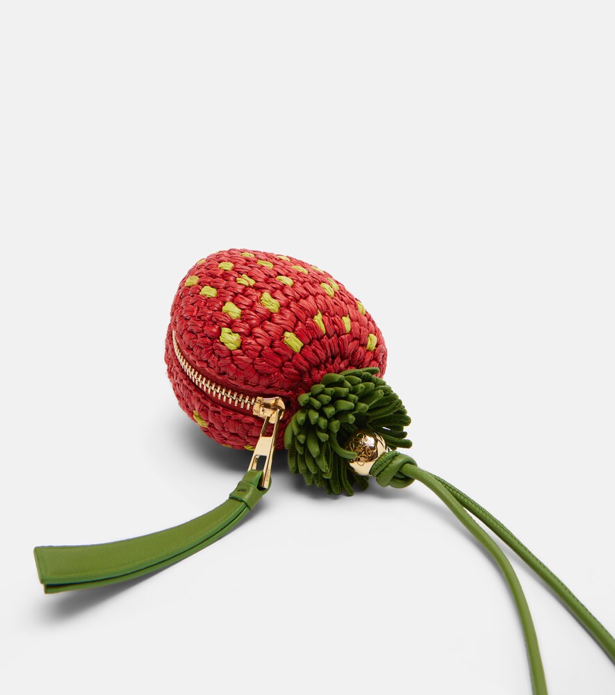 Loewe Loewe Strawberry Crochet Raffia Coin Purse With Strap 
