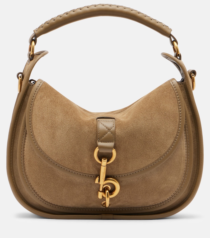 Burberry Clip Messenger suede top-handle bag