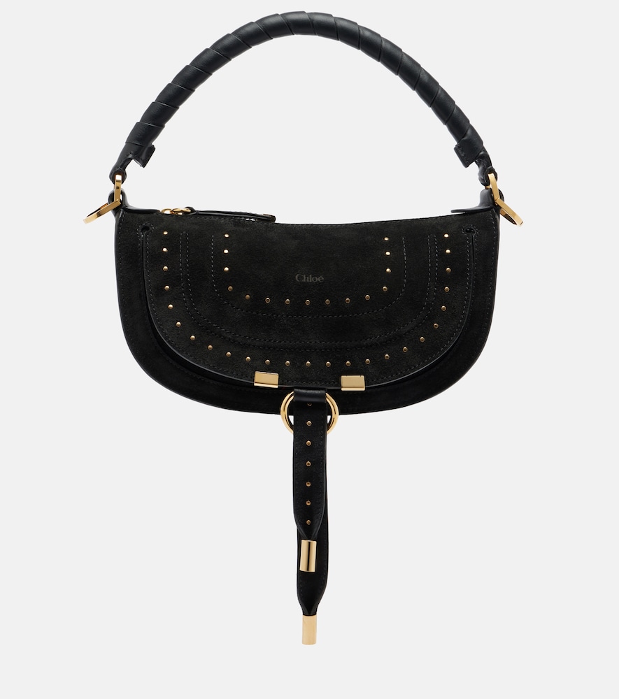 Chloe Women's Black Marcie Small Studded Suede Shoulder Bag - Mytheresa