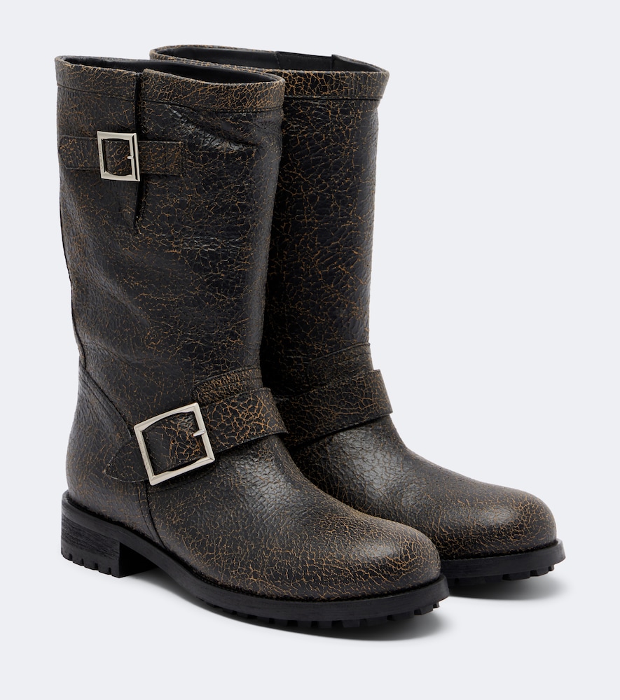 Wadenhohe Bikerstiefel aus Leder