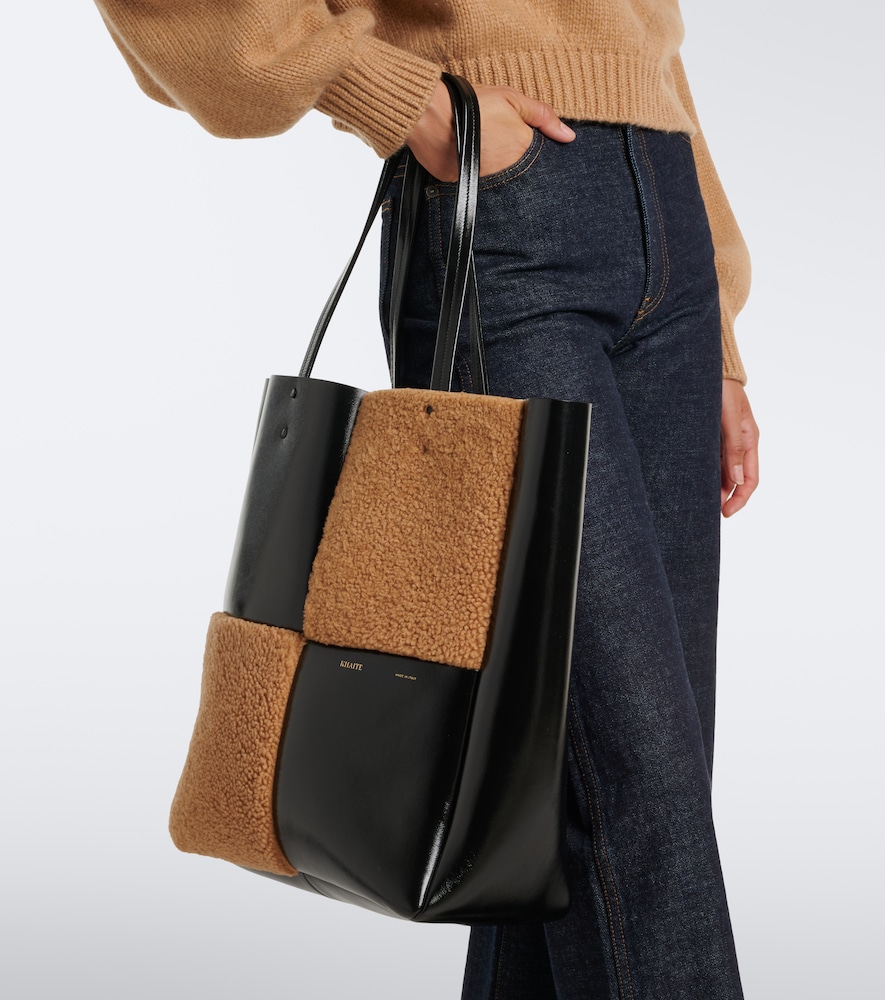 Zoe Medium Shearling Paneled Tote Bag