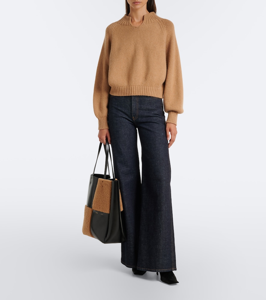 Zoe Medium Shearling Paneled Tote Bag