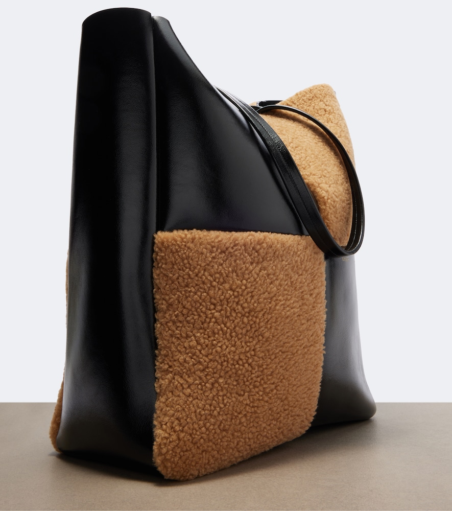 Zoe Medium Shearling Paneled Tote Bag