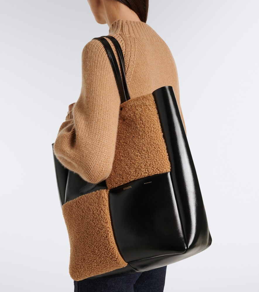 Zoe Medium Shearling Paneled Tote Bag