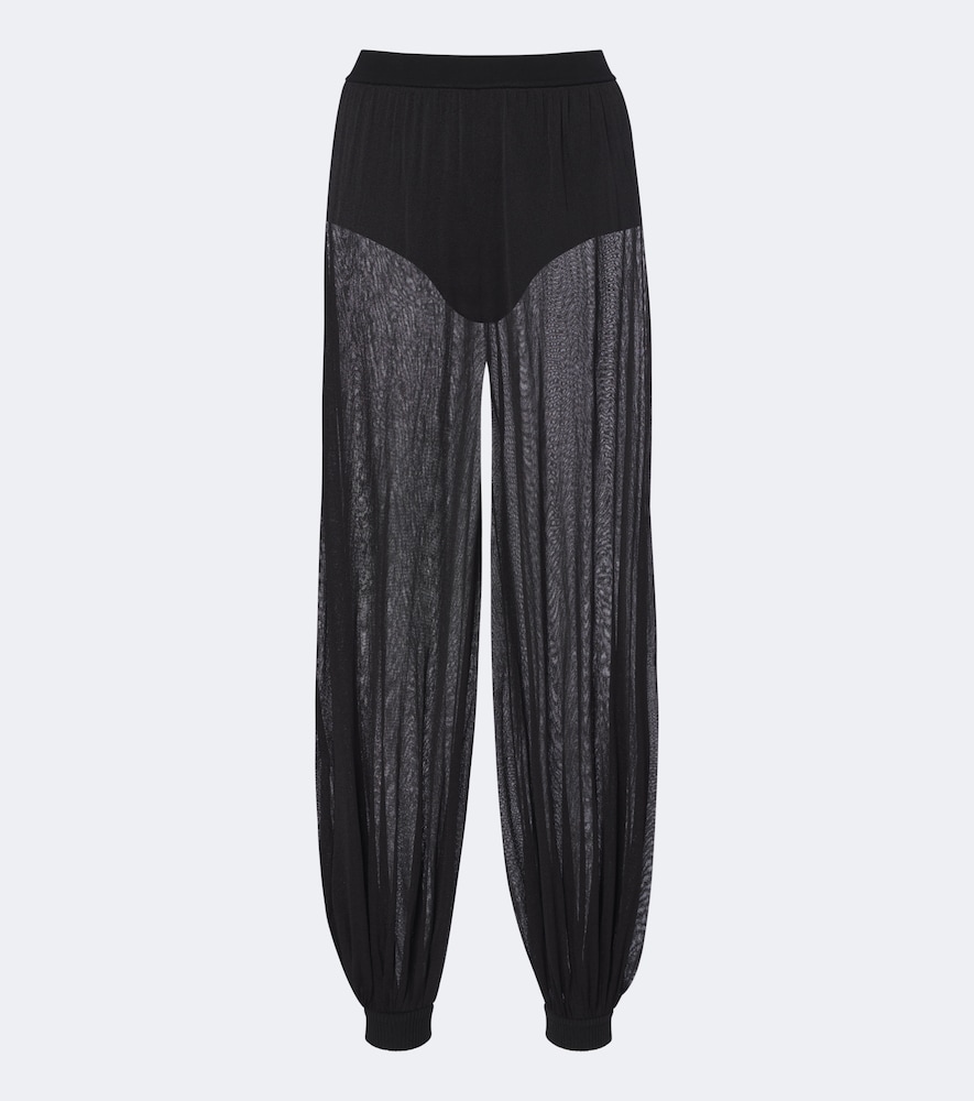 Simkhai Flora Sheer Knit Balloon Pants In Black