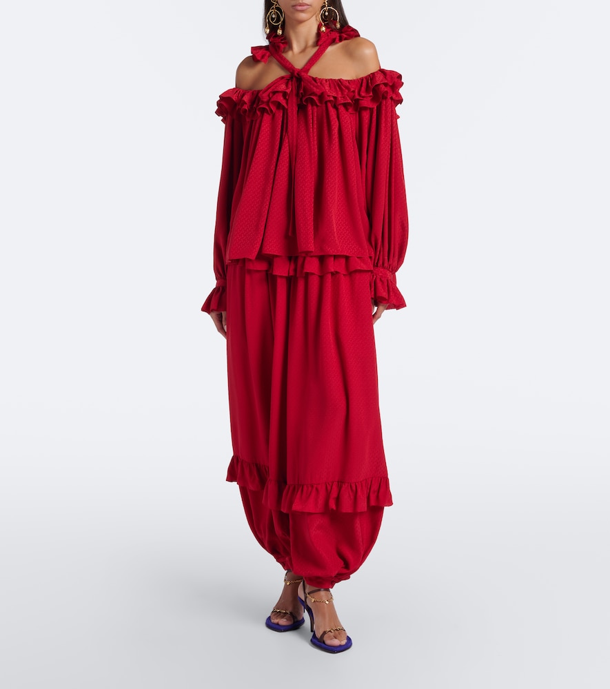 Chloé Cutout Ruffled Top