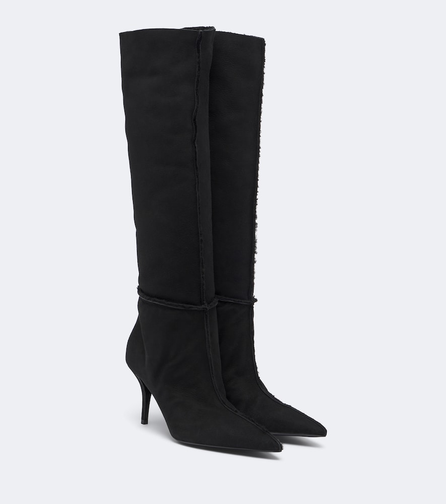 Stiefel aus Veloursleder mit Shearling