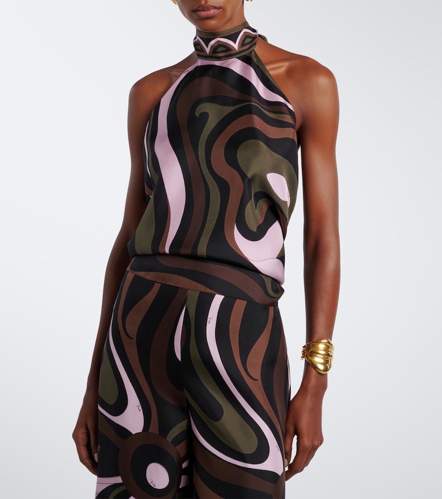 Pucci Marmo Halterneck Silk Twill Top