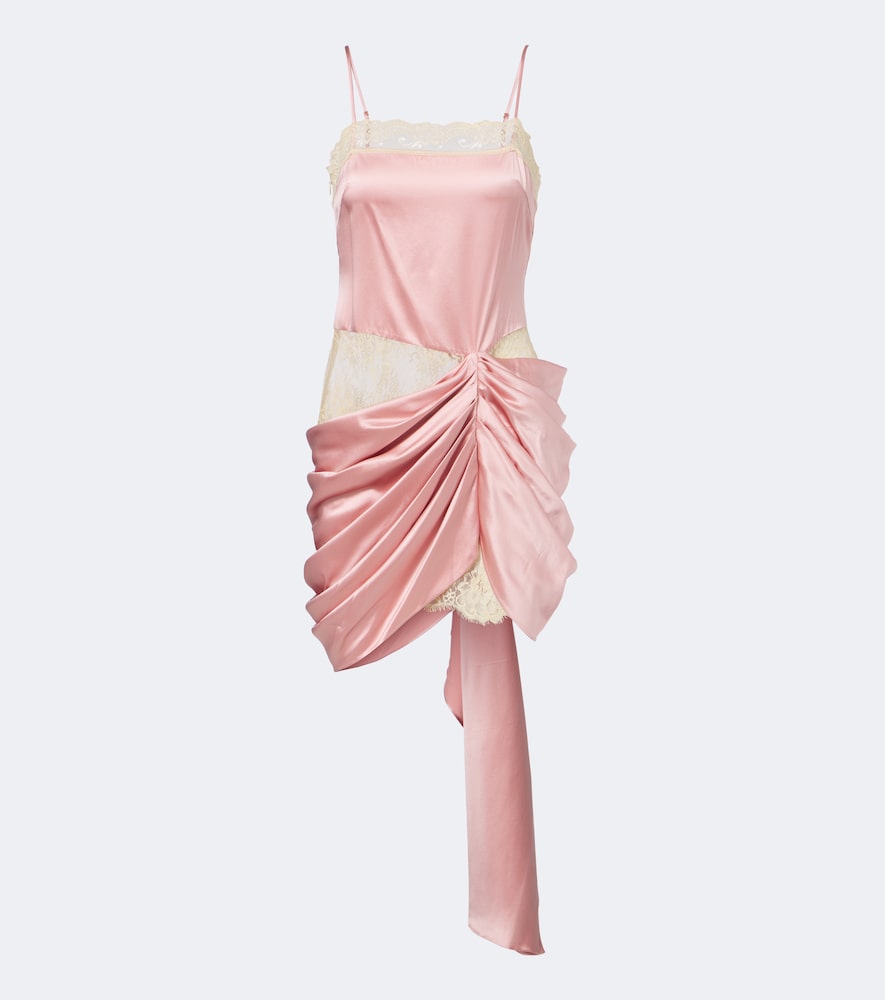 Minikleid aus Seidensatin mit Spitze