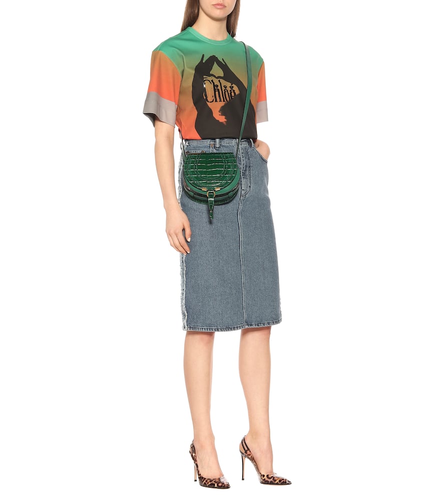 ChloÉ Oversized Printed OmbrÉ Mercerized Cotton-Jersey T-Shirt In Green