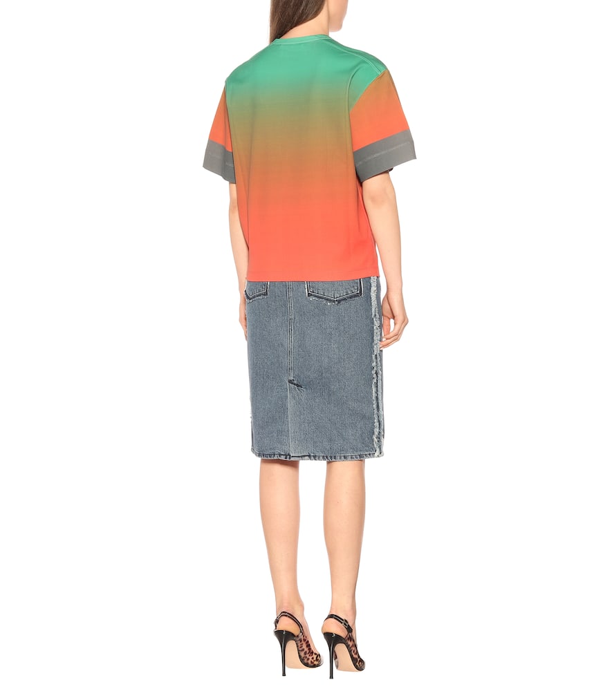 ChloÉ Oversized Printed OmbrÉ Mercerized Cotton-Jersey T-Shirt In Green