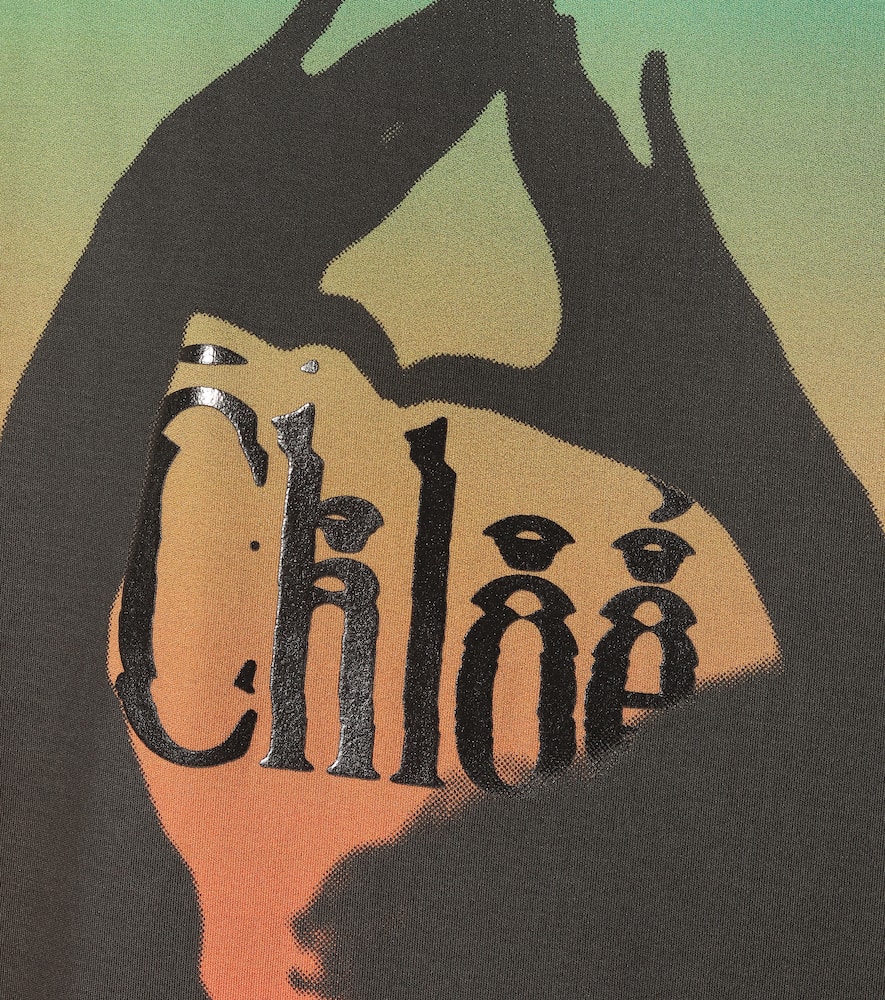 ChloÉ Oversized Printed OmbrÉ Mercerized Cotton-Jersey T-Shirt In Green