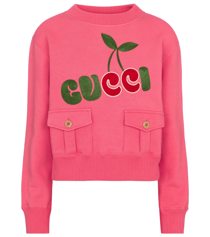 GUCCI LOGO COTTON JERSEY SWEATSHIRT,P00534797