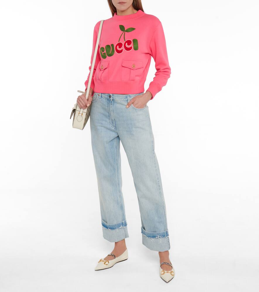 GUCCI LOGO COTTON JERSEY SWEATSHIRT,P00534797