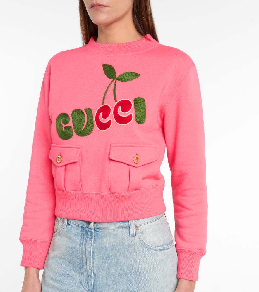 GUCCI LOGO COTTON JERSEY SWEATSHIRT,P00534797