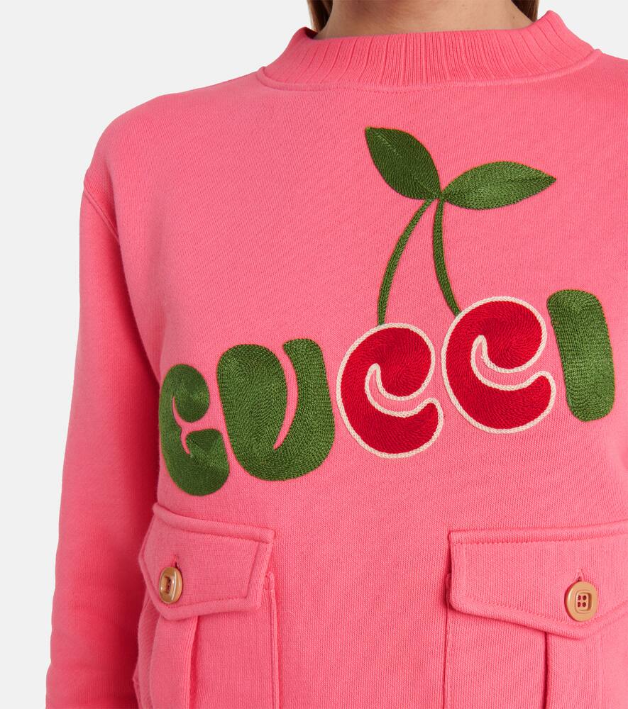 GUCCI LOGO COTTON JERSEY SWEATSHIRT,P00534797