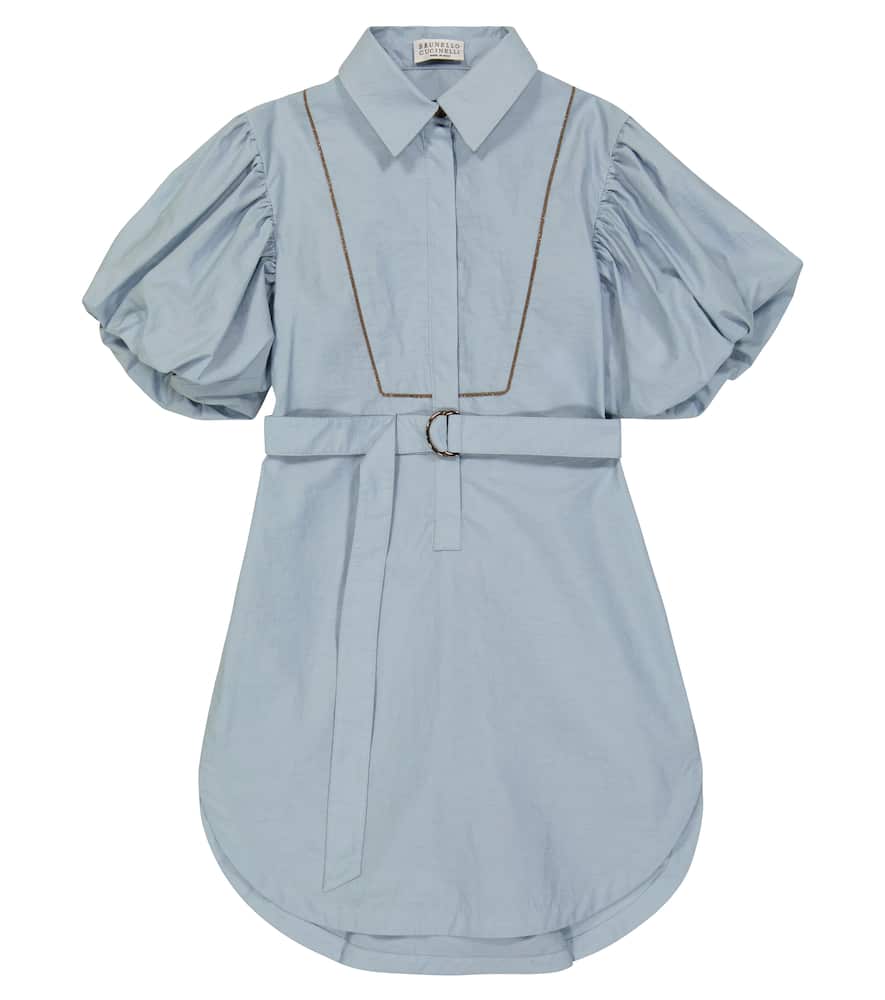 Brunello Cucinelli Kids Embellished puff-sleeve dress