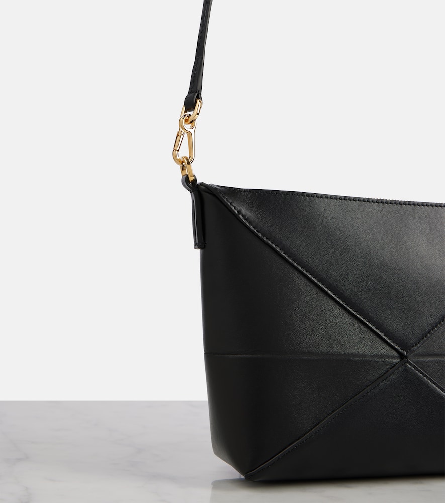 Shop Loewe Puzzle Fold Leather Clutch In Black