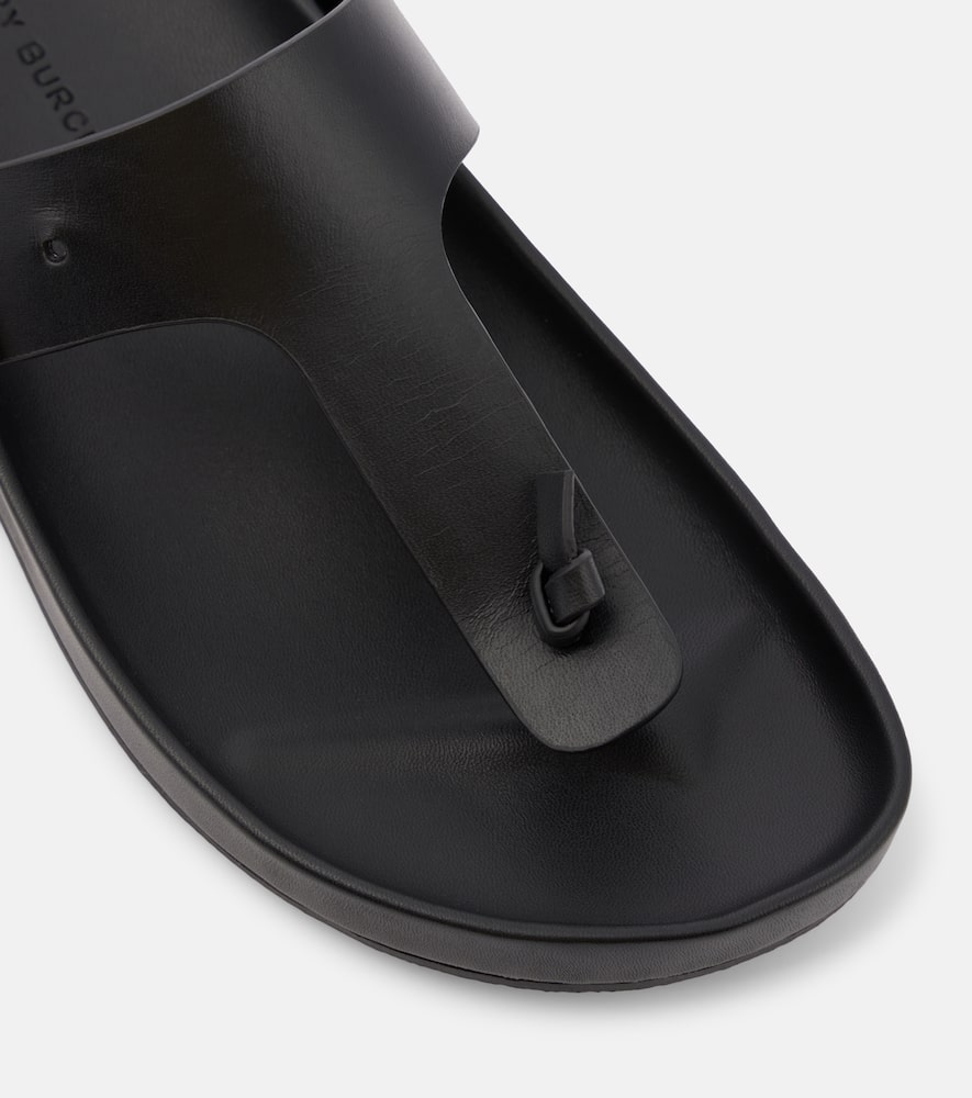 Shop Tory Burch Mellow Leather Thong Sandals In Black