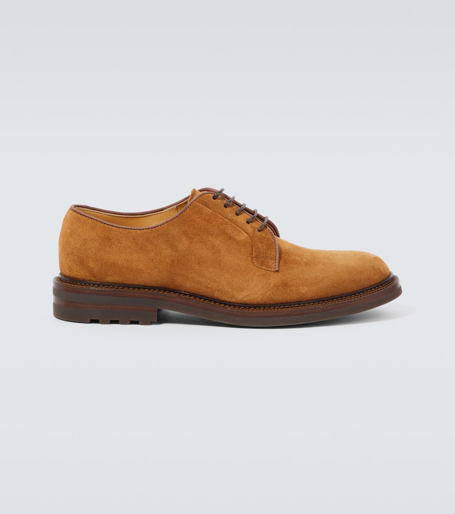 Brunello Cucinelli Suede Derby Shoes In Brown