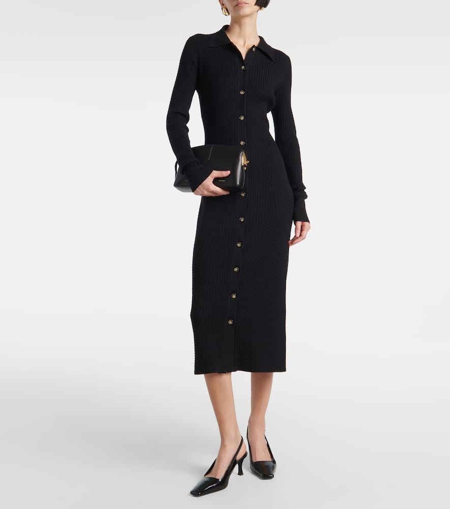 Proenza Schouler White Label Phillips Cotton-blend Midi Dress In Black
