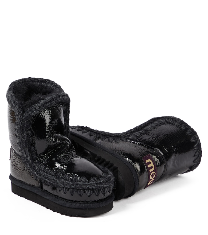  Mou Kids Mou Kids Shearling-lined Coated Leather Ankle Boots 