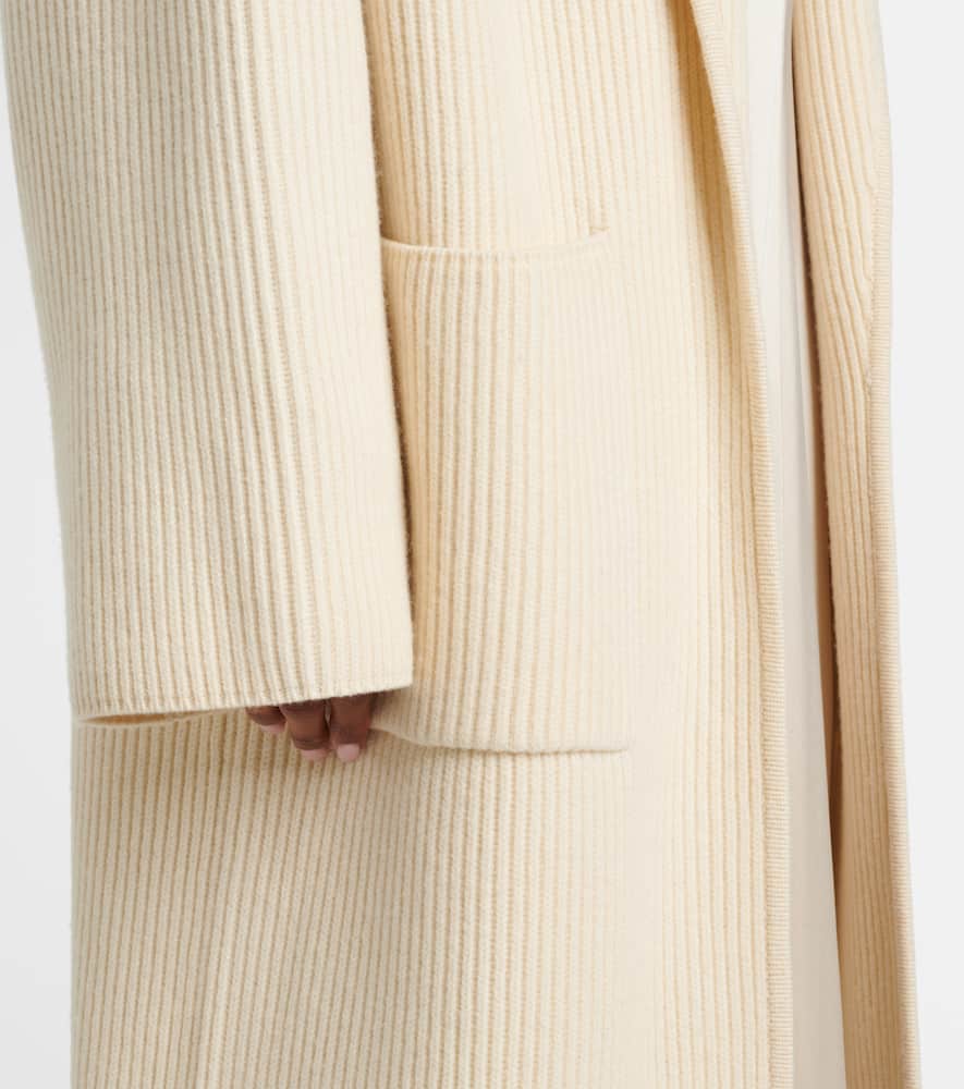 Totême Ribbed-knit Wool-blend Coat In Beige