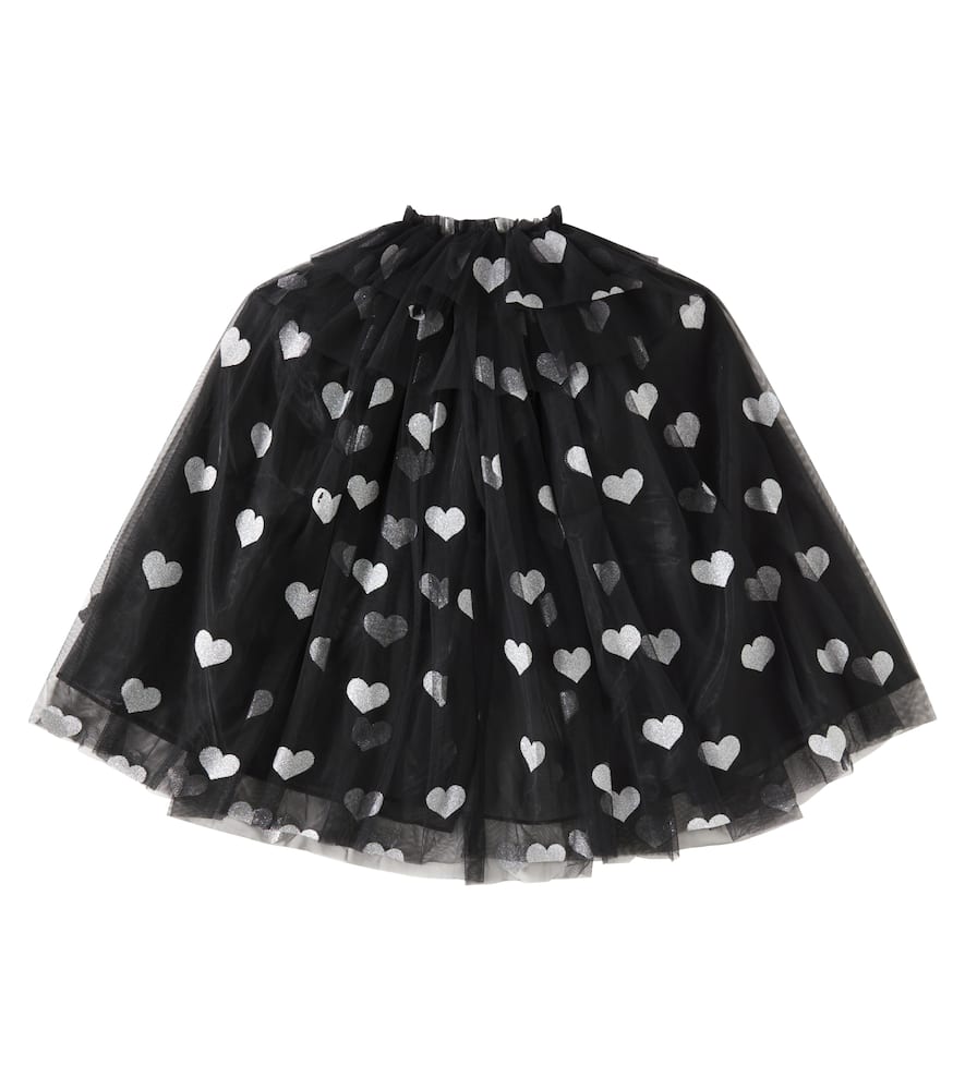 Konges Slojd Heart-printed Tulle Cape In Black