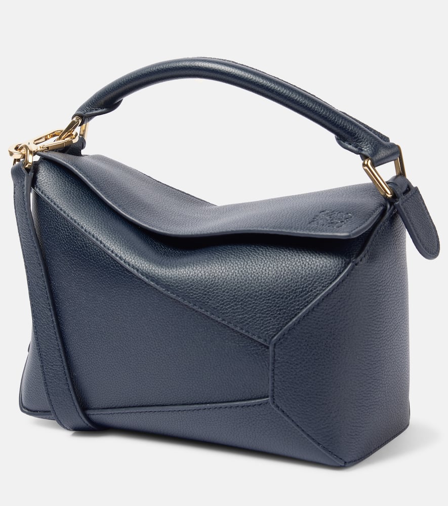 Loewe Puzzle Edge Small Shoulder Bag In Leather In Blue