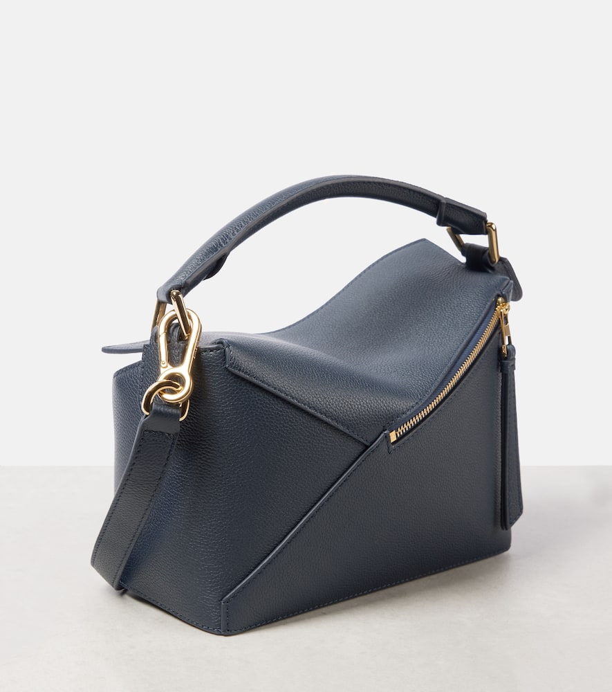 Loewe Puzzle Edge Small Shoulder Bag In Leather In Blue