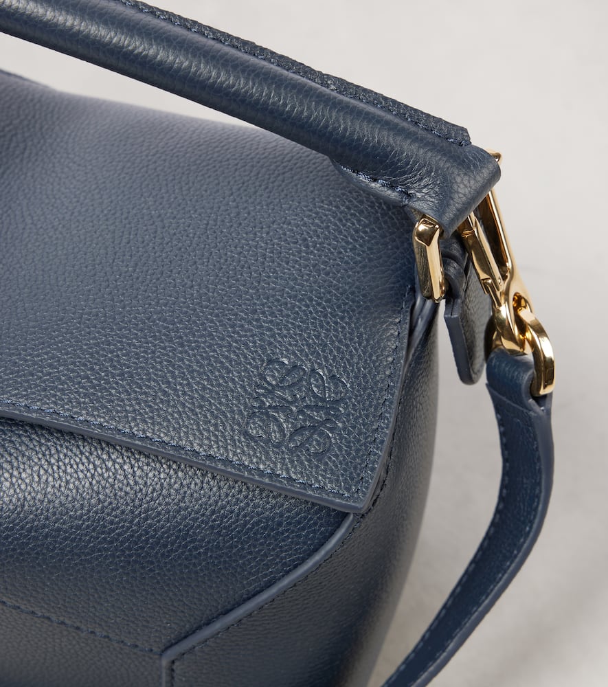 Loewe Puzzle Edge Small Shoulder Bag In Leather In Blue